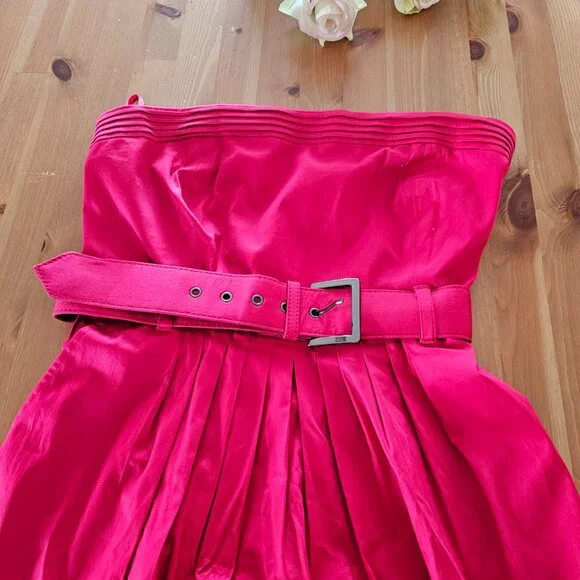 NY&C - Strapless Full Skirt Knee Length Cotton Dress - Pomegranate Red Size 4 - Picture 9 of 11